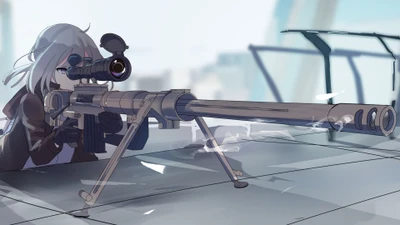 M200 Sniper Ready for Action in Girls' Frontline Anime Style