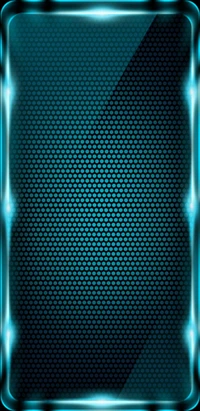 Teal Neon Glow with Hexagonal Patterns