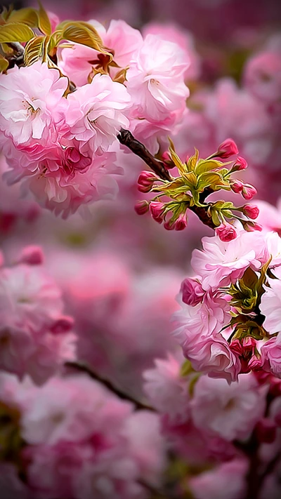 Flores de cerejeira rosa na primavera