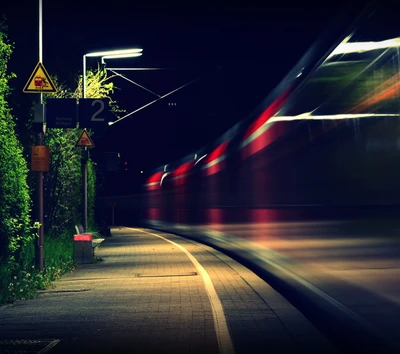 mouvement, nuit, train