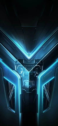 Futuristic Armor Design of ASUS ROG Phone with Neon Blue Accents