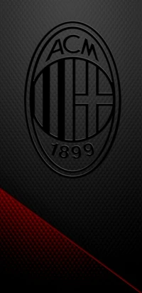 Emblema do clube AC Milan em um fundo preto texturizado