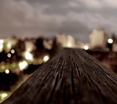 Wooden Surface with Bokeh Background Lighting