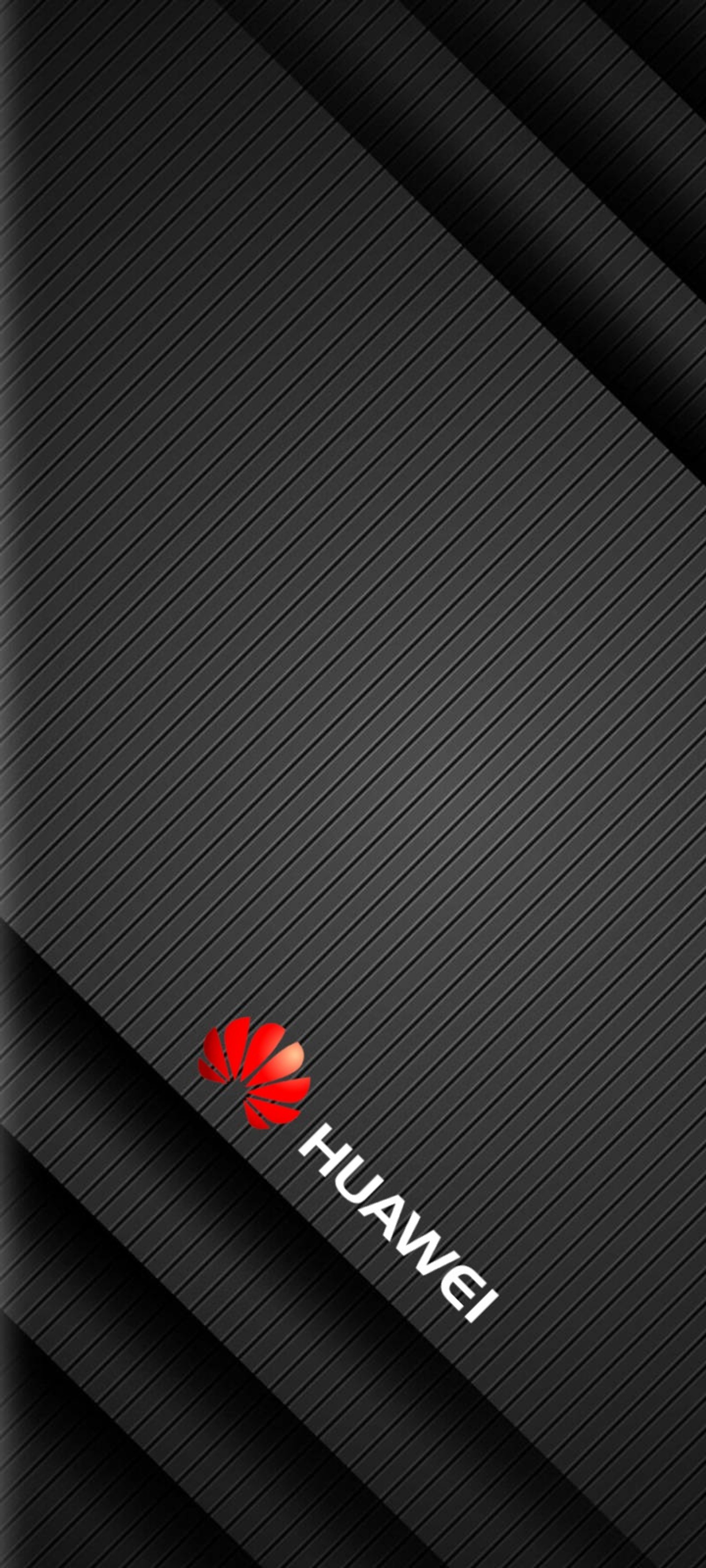 A close up of a black and red wallpaper with a red logo (black, huawei)