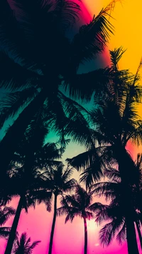 Vibrant Afterglow Over Silhouetted Palms