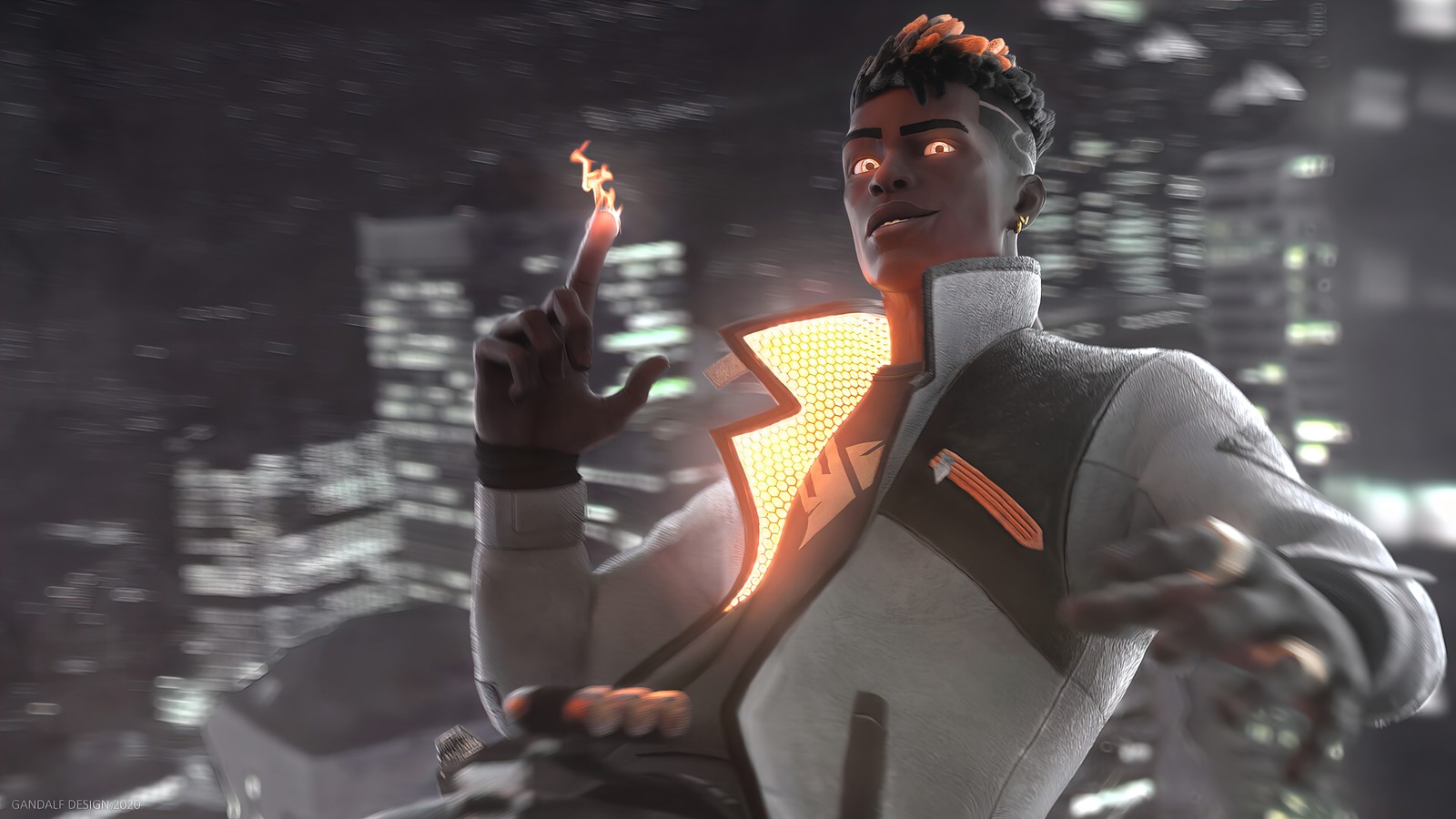 A close up of a person holding a lit up cigarette (valorant, video game, phoenix)