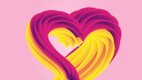 Corazón Colorido: Diseño Estético de Amor sobre Fondo Rosa