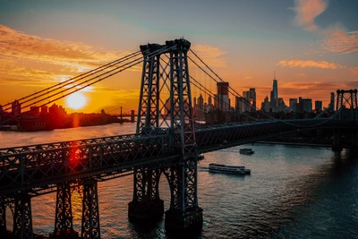 Dämmerung über der Brooklyn Bridge: Eine atemberaubende Stadtlandschaft bei Dämmerung