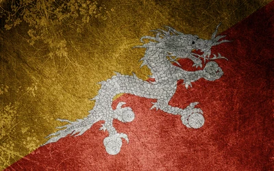 Mythical Dragon Flag Illustration with Textured Background