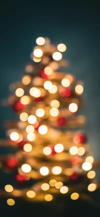 Blurred Christmas Tree with Festive Lights and Ornaments