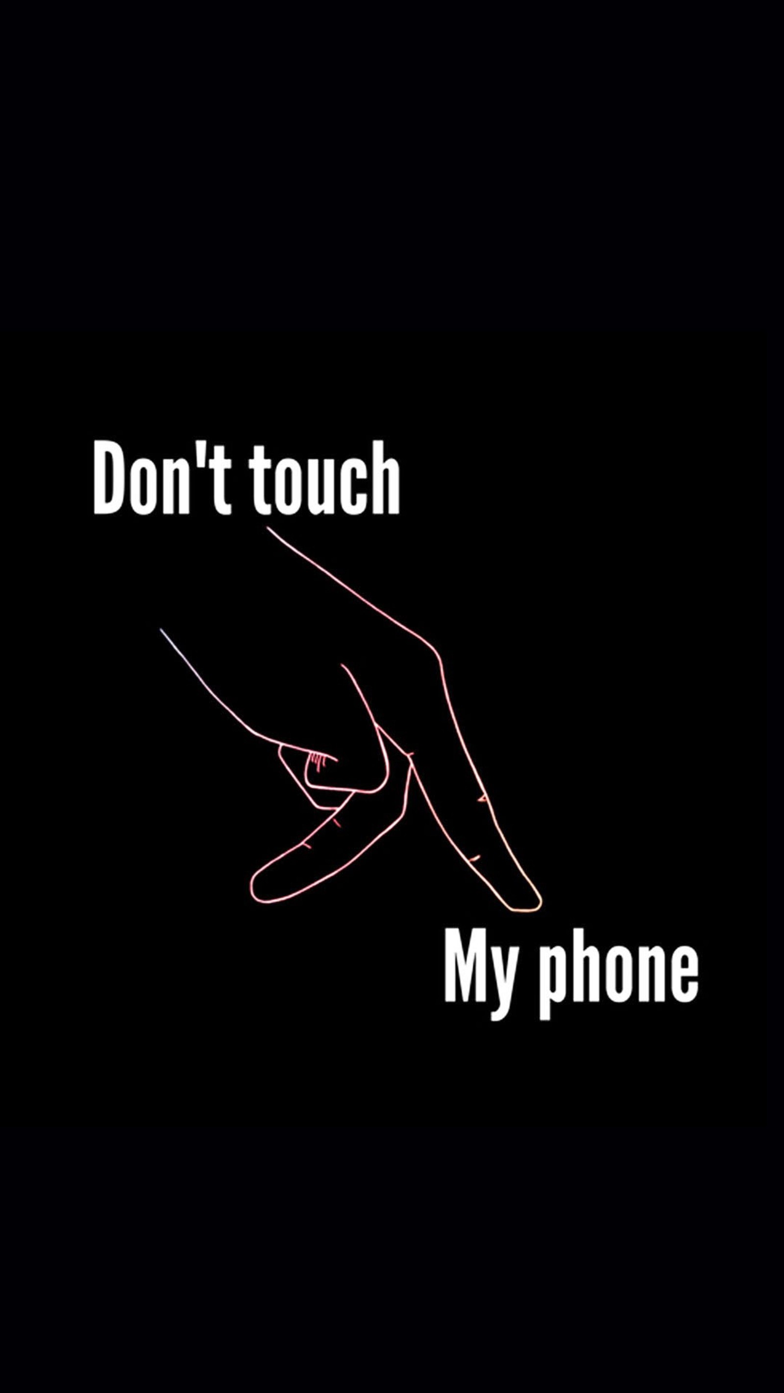 A close up of a person's hand touching a phone (dont touch, phone)