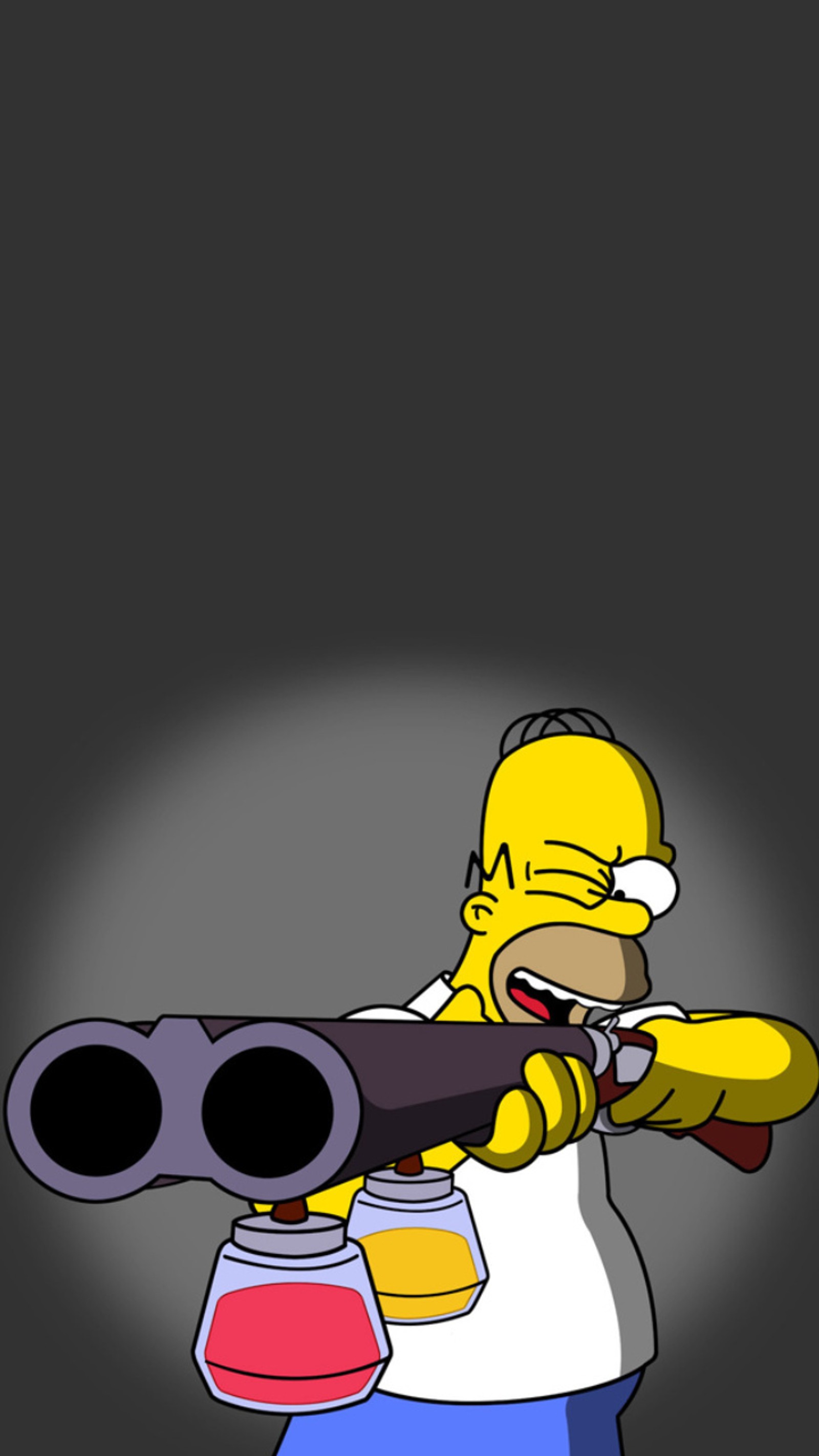 Los simpsons con una pistola y una botella de cerveza (animación, caricatura, divertido, homer simpson)