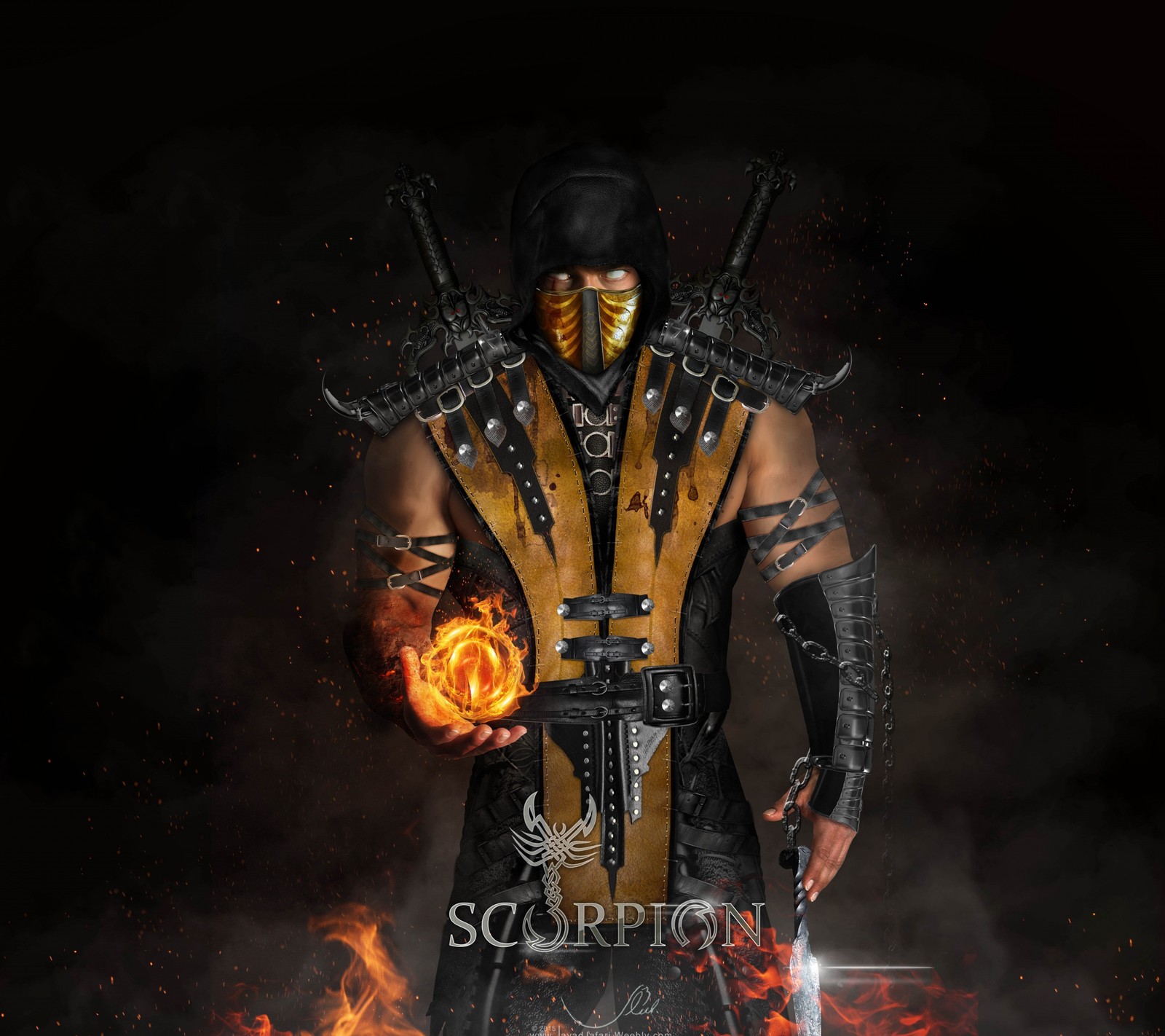 fighter, fire ball, mk, mortal kombat, scorpion wallpaper