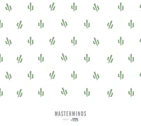 Pattern of small green cacti on a white background, representing a lighthearted design theme.