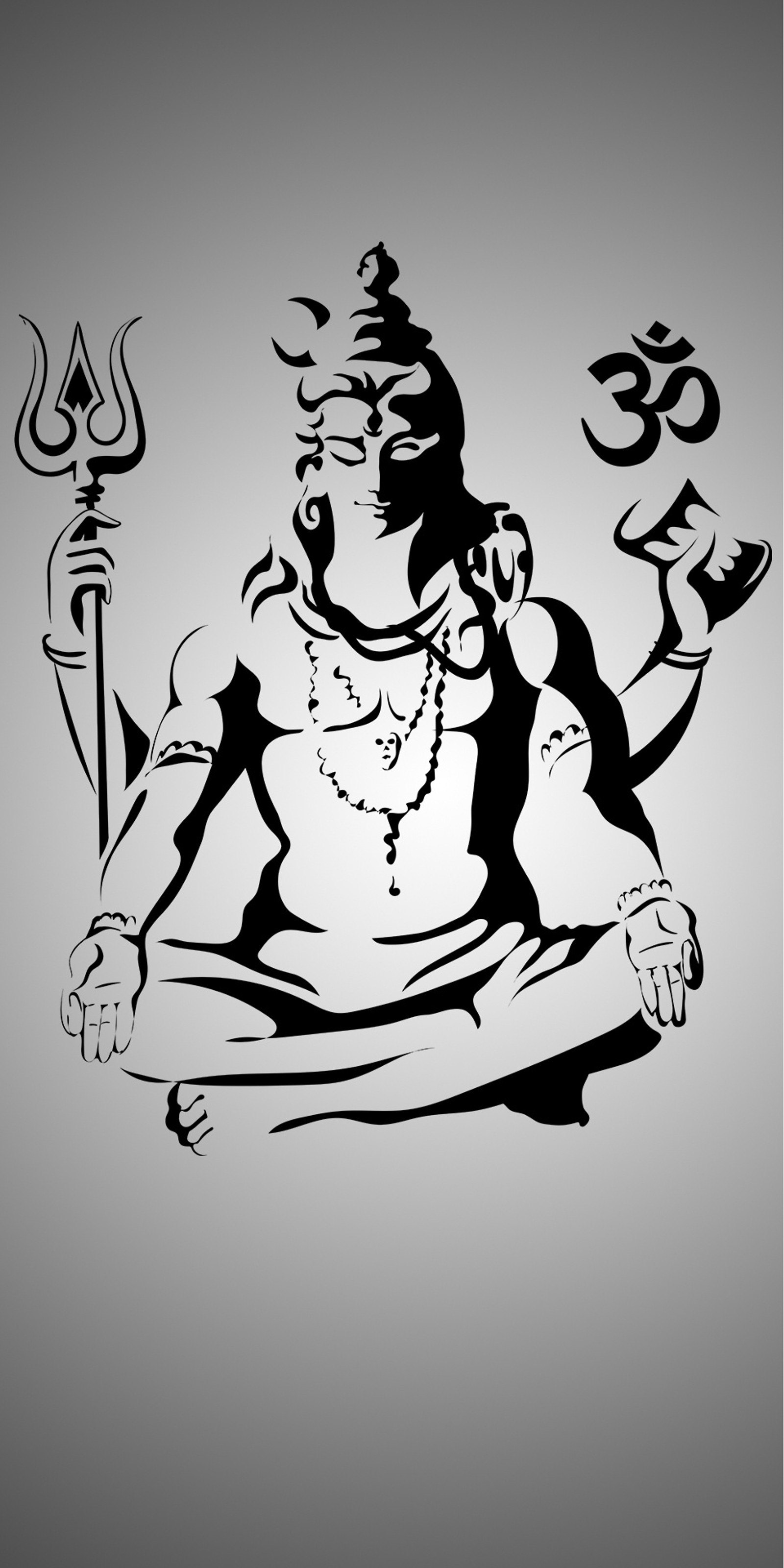 Um desenho em preto e branco de um homem sentado na posição de lótus (baba bholenath, bholenath, deus hindu, lord shiva, shiva)