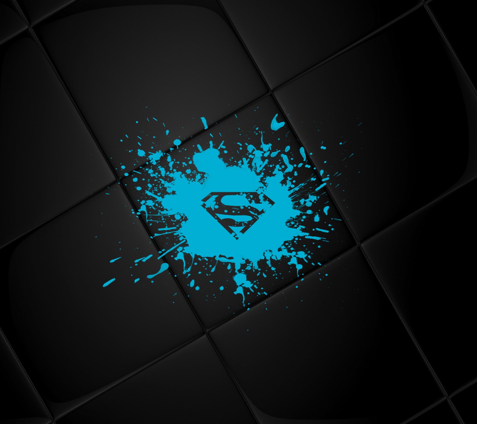 Un logotipo azul de superman en un papel de parede de azulejos negros (logotipo, superman)