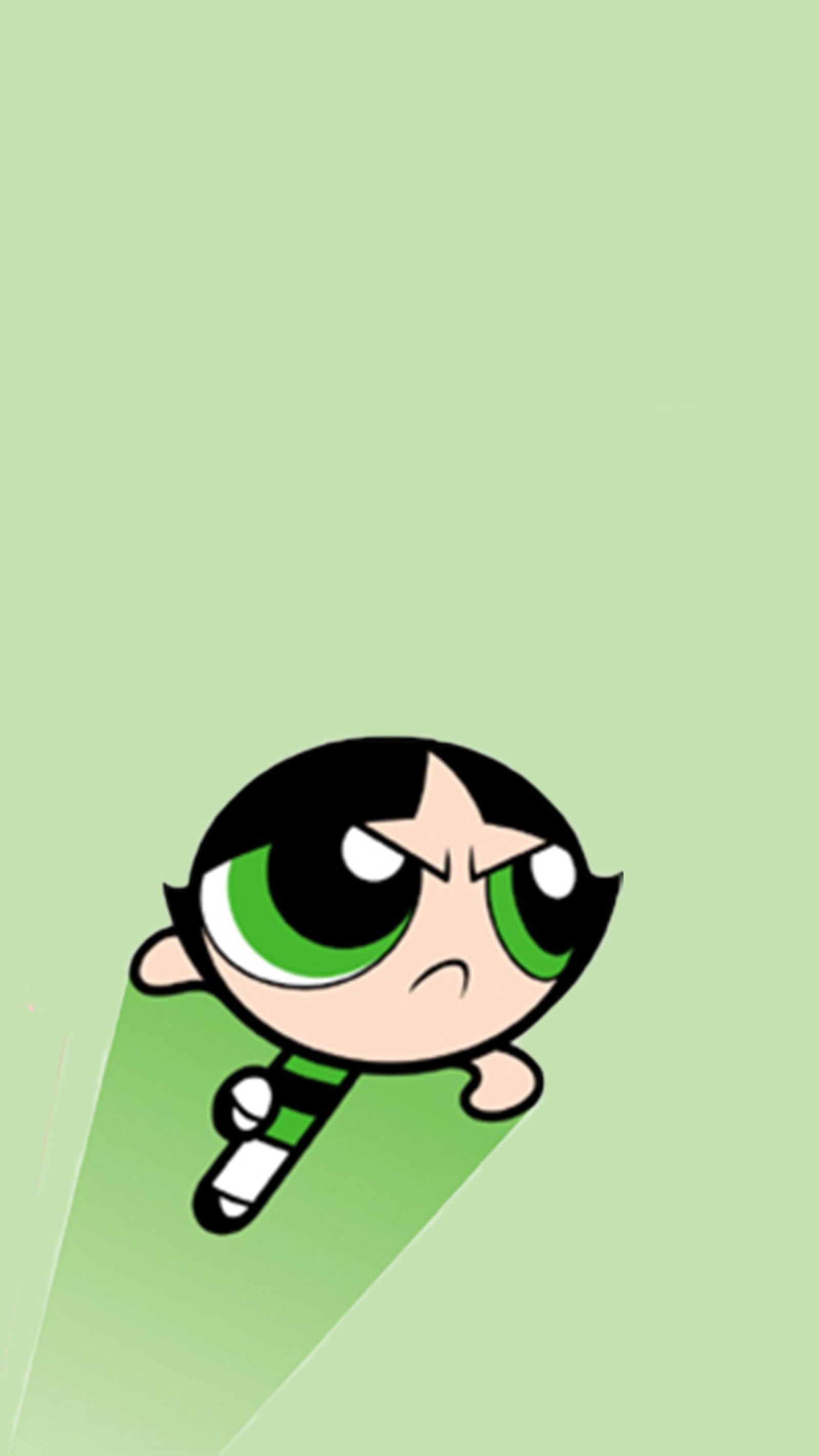 Un primer plano de un personaje de dibujos animados con un fondo verde (mejor amiga, ranunculo, pareja, chicas, verde)