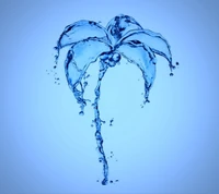 Blauer Wasserspritzer in Palmform