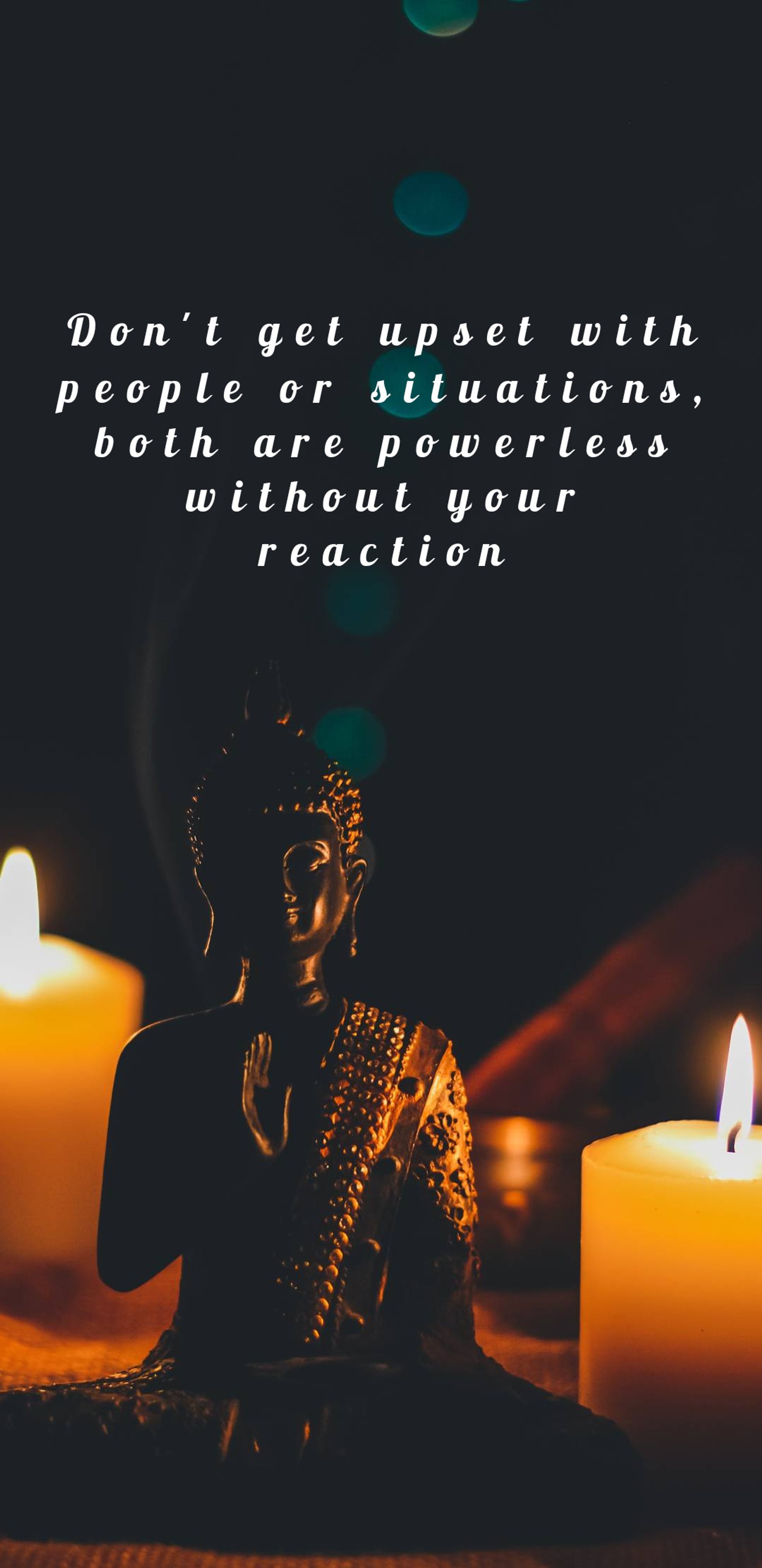 A close up of a buddha statue with candles in the background (buddha, buddha dharma, buddha qoutes, calm, meditation)