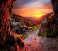 schöne landschaft, sonnenuntergang