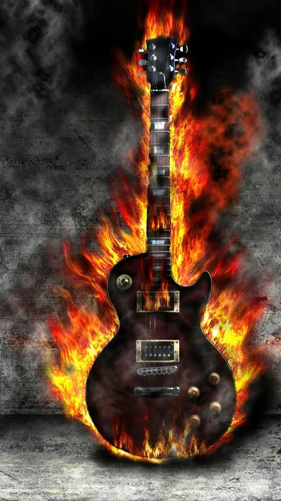 Electric Guitar in Fiery Blaze