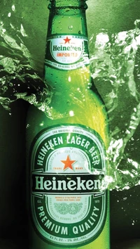 Heineken Lager Beer Bottle with Splash Effect