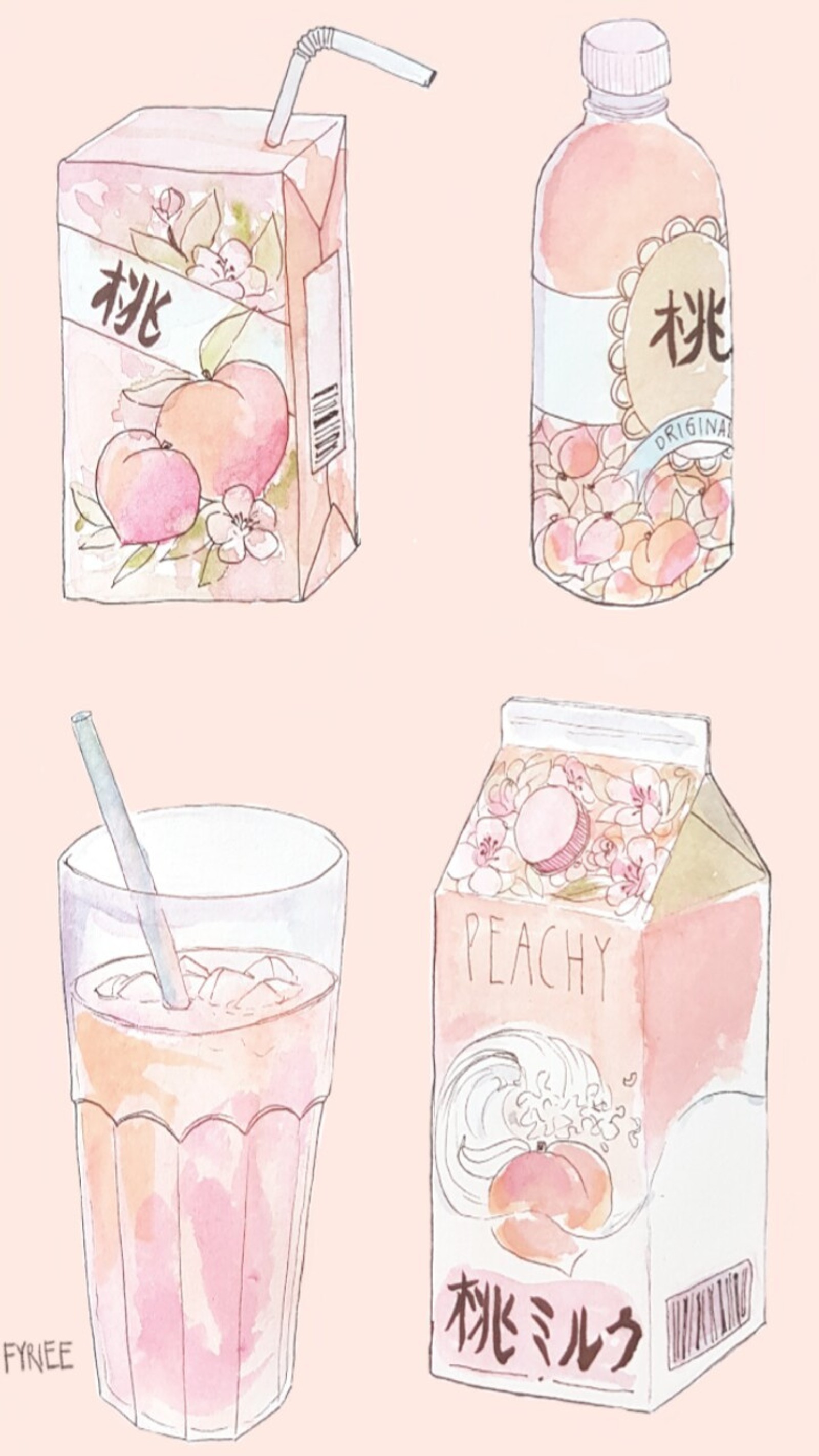 Hay cuatro tipos diferentes de bebidas en un vaso (pastel color, tumblr, estética)