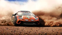 Lamborghini Urus tearing through dirt in a dramatic display of power and speed.