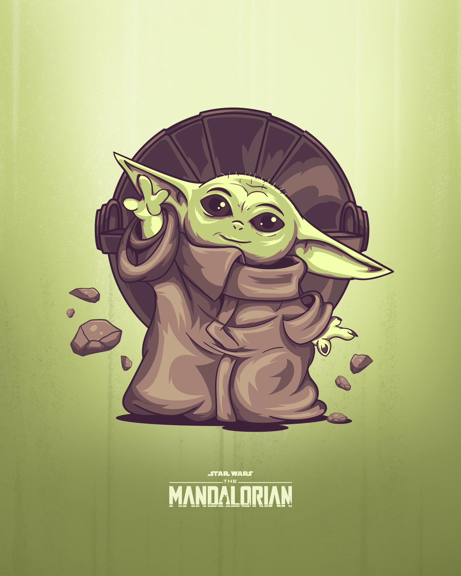 Un primer plano de un bebé yoda sosteniendo un cuchillo (caricatura, grogu, yoda, artes visuales, arte)