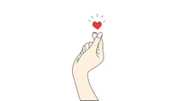 k pop, finger heart, red heart, white background, south korean wallpaper