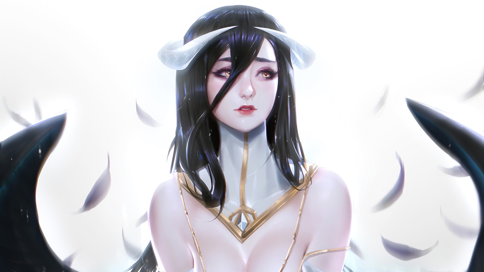 Lade schön, anime mädchen, albedo, overlord Hintergrund herunter