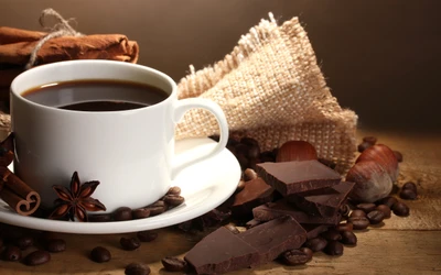 Aromatic Coffee Cup with Dark Chocolate and Spices