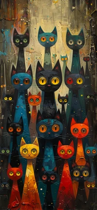 Colorful Cat Collective: A Whimsical Textile Art Display