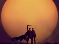 Epic Stand: Paul Atreides and Chani Under a Dune Sunset