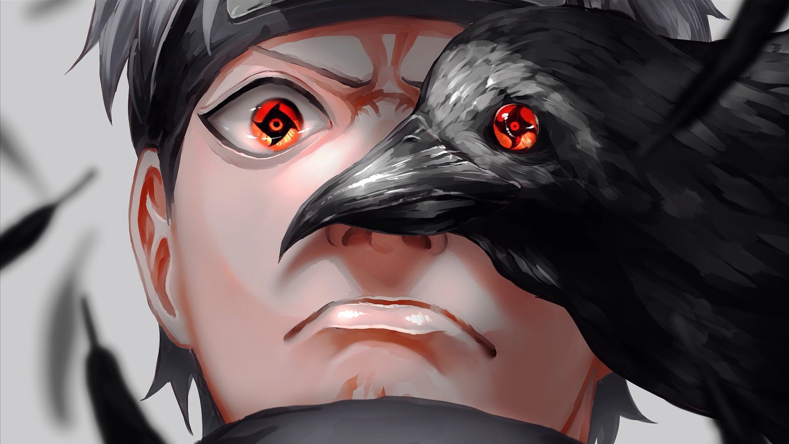 Anime, pássaro preto, olhos, homem, preto, olhos vermelhos, pássaro preto (shisui uchiha, sharingan, mangekyo sharigan, corvo, anime naruto)