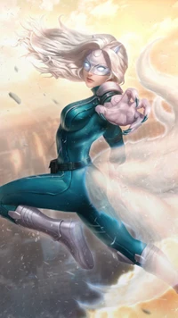 Dynamic Superheroine in Electric Blue: A Stunning Marvel Fan Art