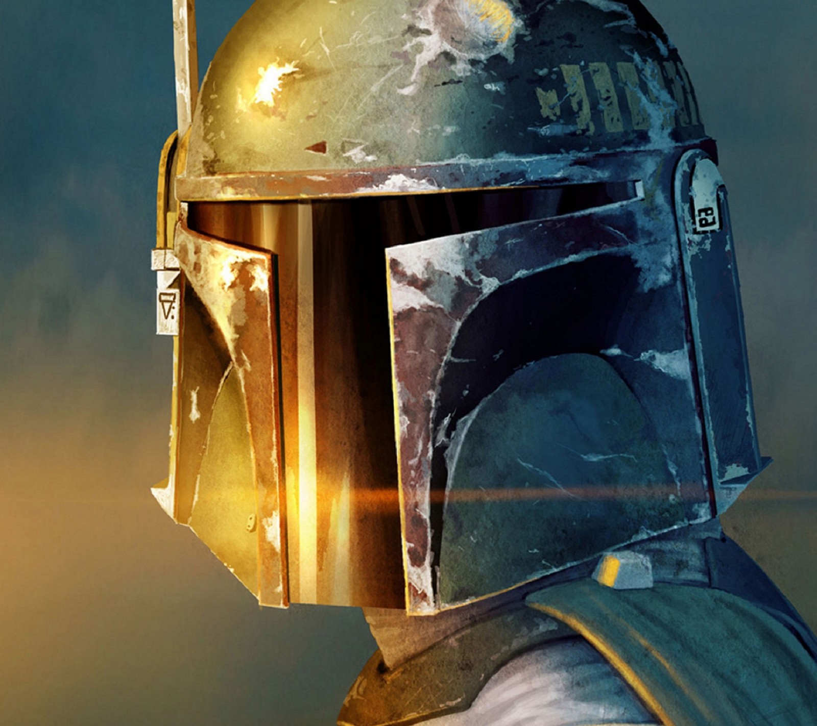 Um close em um capacete em uma pessoa usando um capacete (boba fett, star wars)