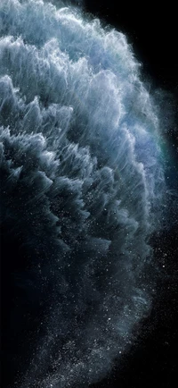 Dynamic Waves of Light: iPhone 11 Pro Wallpaper