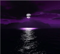 Moonlit Serenity Over Purple Waters at Night