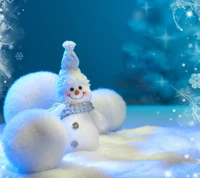 blue, snowman, winter wallpaper