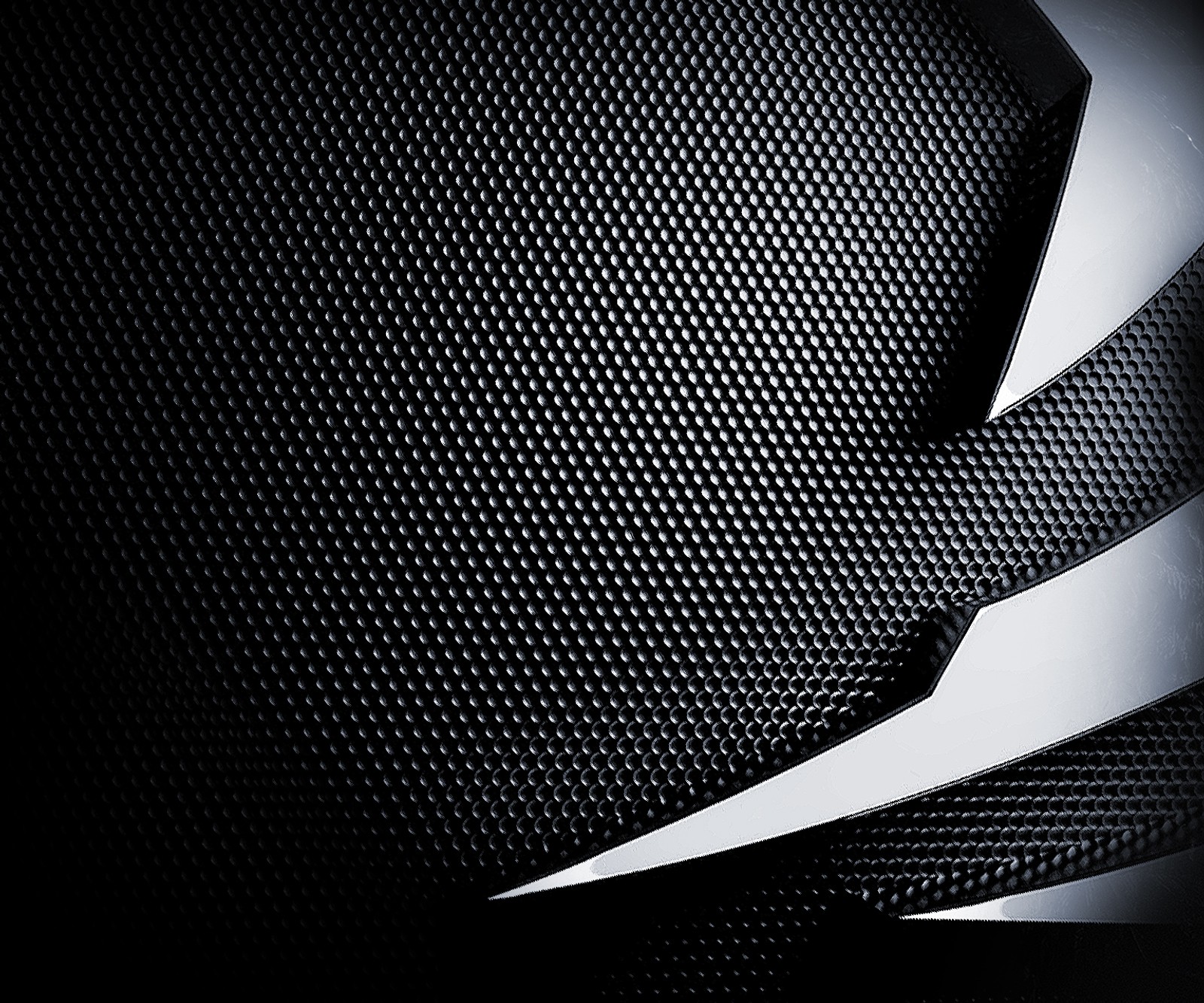 A close up of a black and white photo of a helmet (3d, abstract, design, hd, wallpaper)