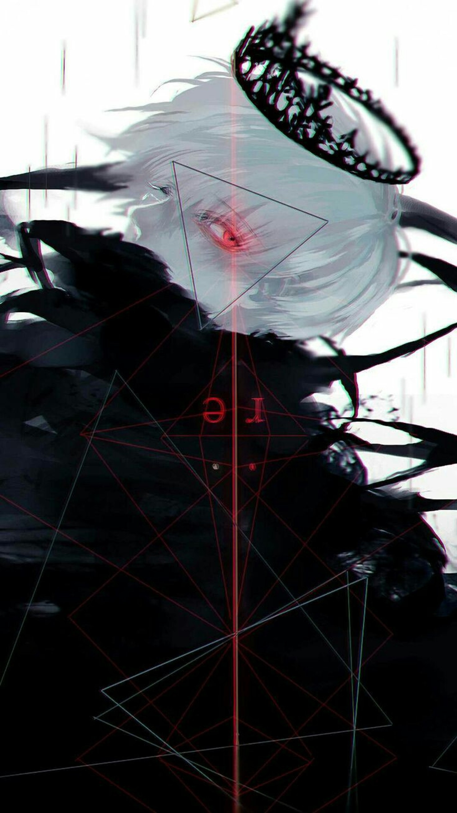 Женщина с короной на голове и красным светом (аниме, anime, упырь, канеки, kaneki)