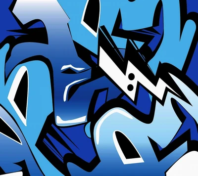 Arte de graffiti azul dinámico en Belgrado