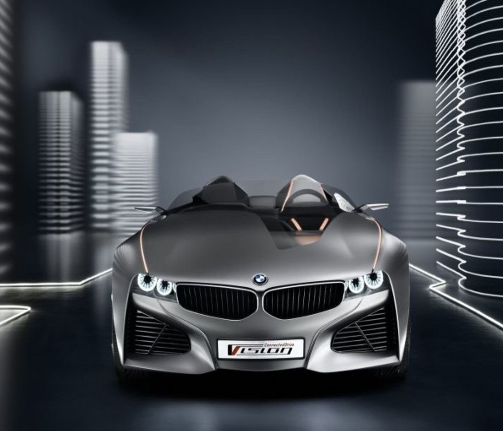 Carro conceito bmw vision em uma cidade à noite (bmw, carro, veículo)