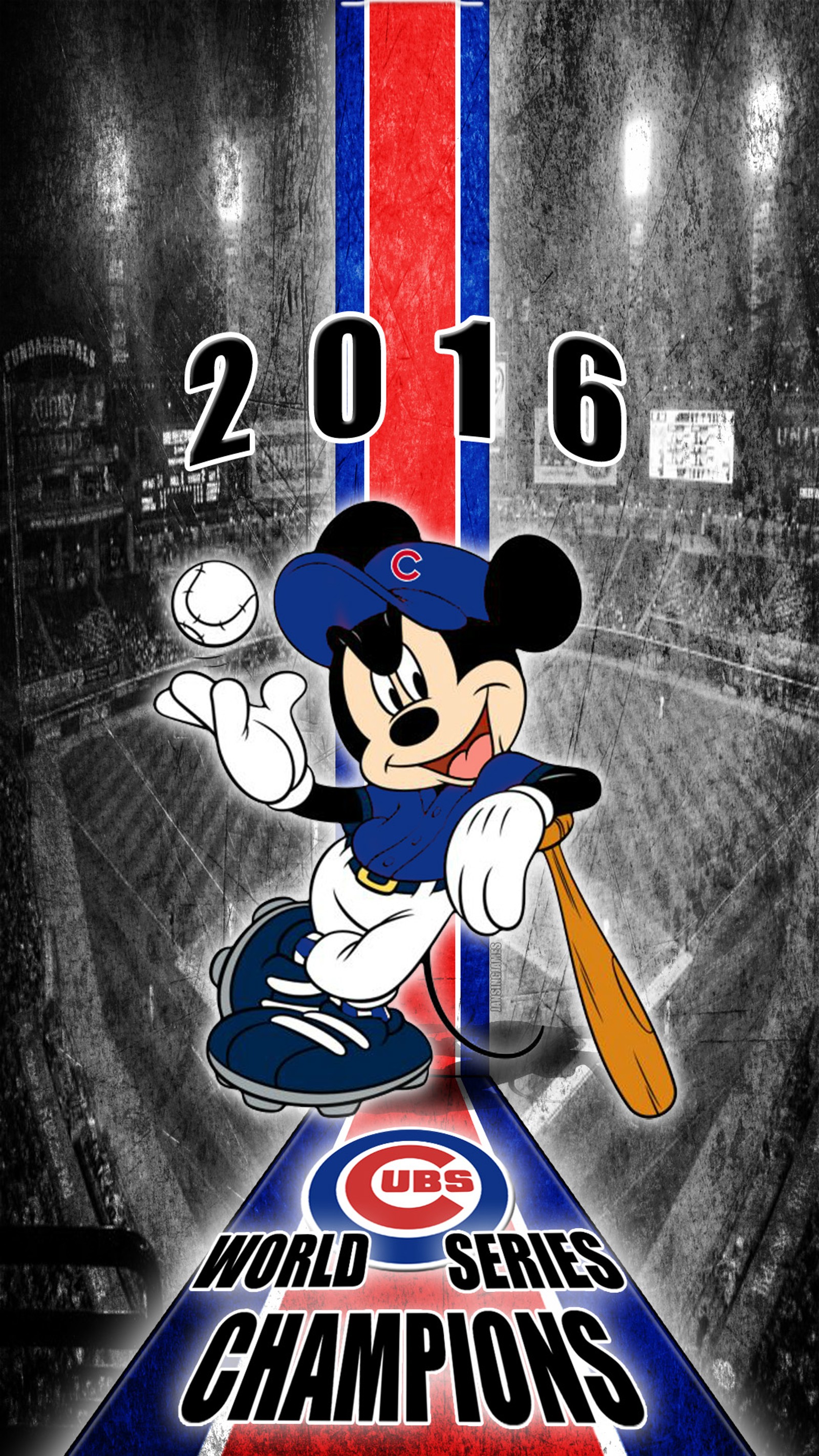 Descargar fondo de pantalla béisbol, campeones, chicago, cubs, mickey mouse