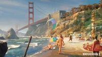 Aventura à beira da praia na Ponte Golden Gate em Watch Dogs 2