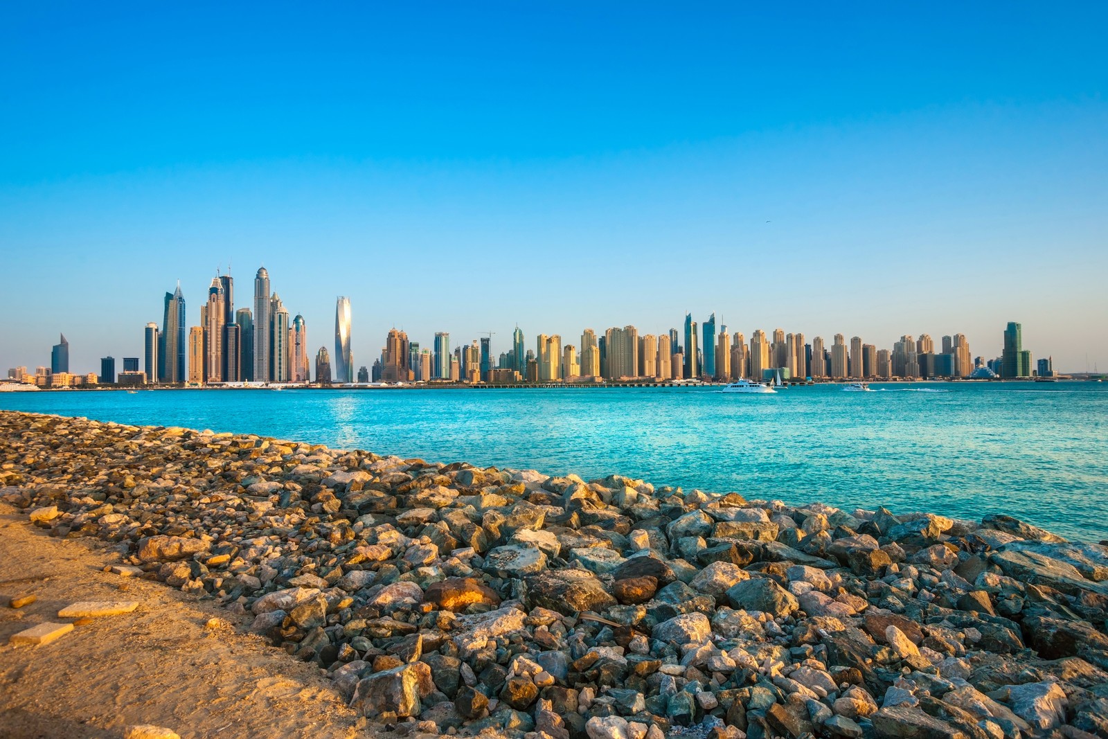 Téléchargez le fond d'écran burj khalifa, paysage urbain, ville, horizon, eau