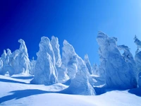 Formaciones de hielo majestuosas en un país de las maravillas invernal