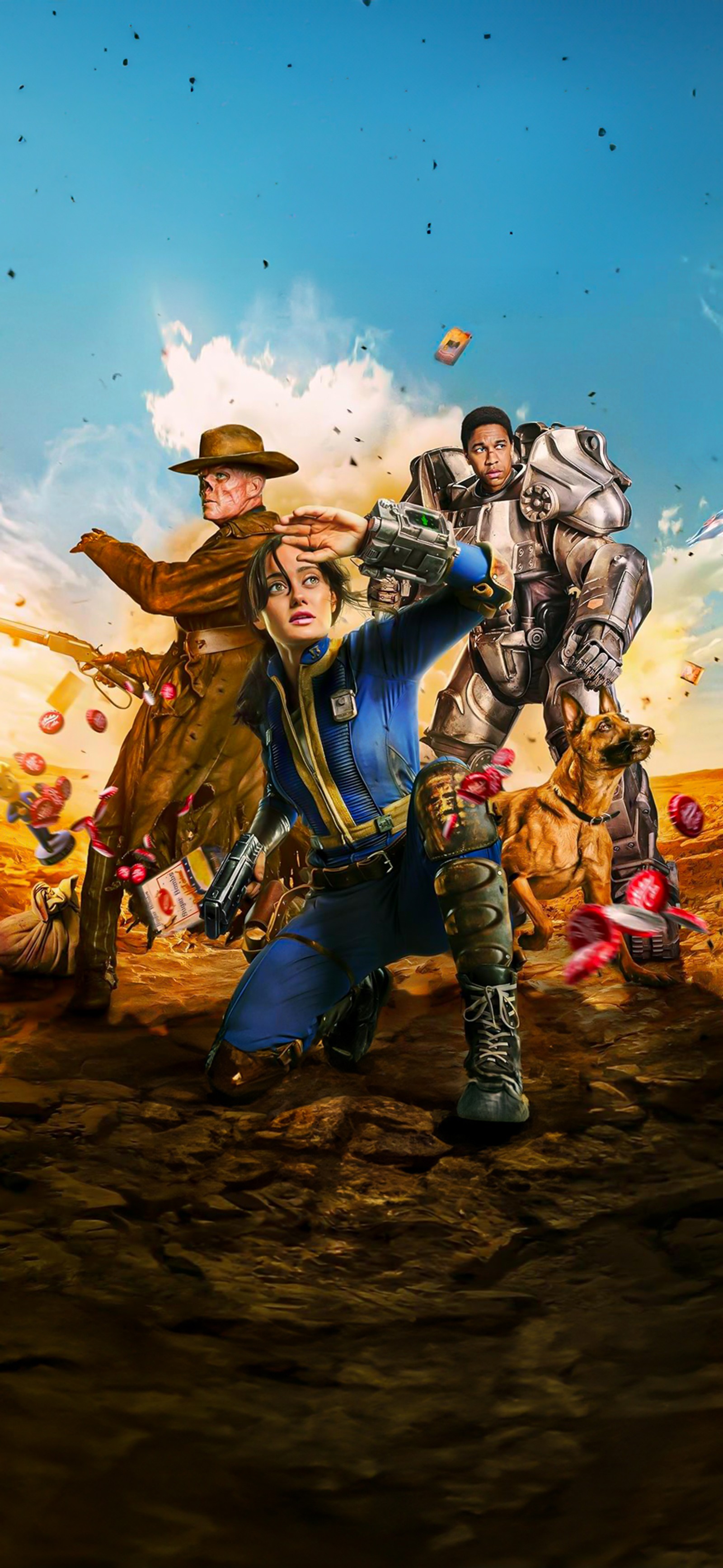 Image abstraite d'un homme avec un chapeau de cowboy (fallout, affiche, fallout 4, divertissement, art)