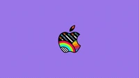 Colorful Apple Logo on Pastel Purple Background